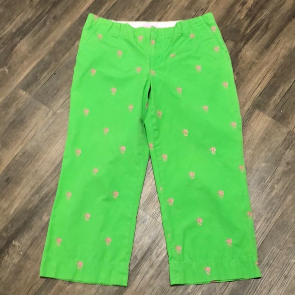 Lilly Pulitzer Pants - Lilly Pulitzer Capris Pants Palm Trees Green SZ 8